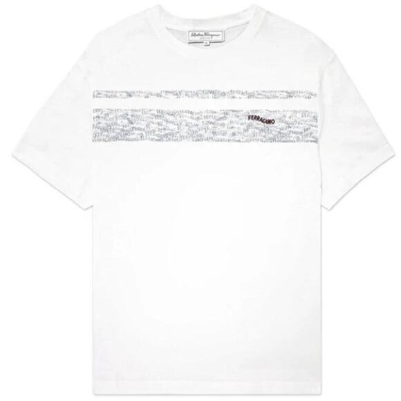 SALVATORE FERRAGAMO White
Cotton Logo Printed T-Shirt - Size M - Picture 11 of 11